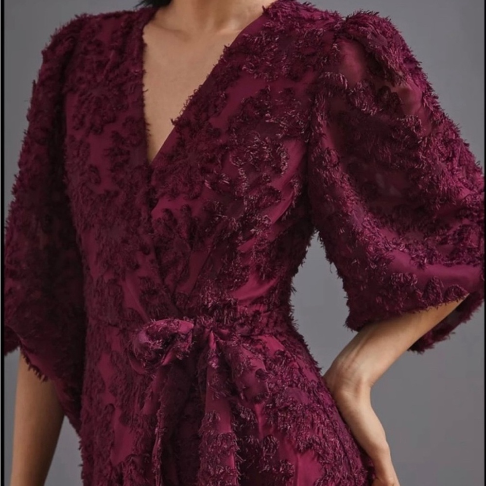 Anthropologie Hutch Elegant Burgundy Textured Dress xxs p nwt